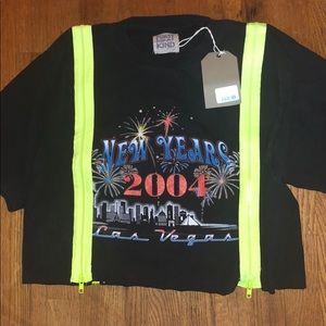 LF BLACK DOUBLE FRONT ZIP T-SHIRT